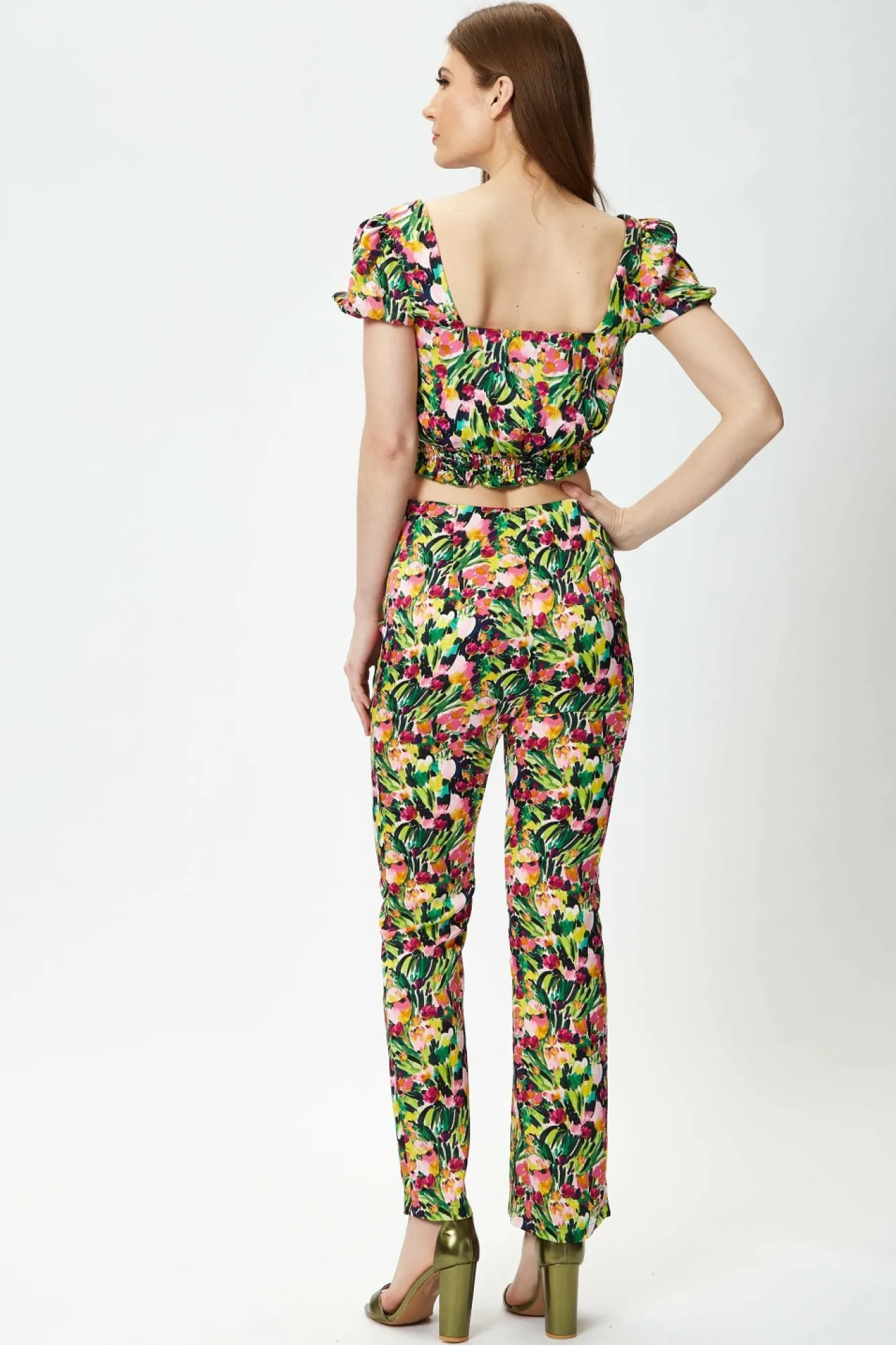 Crop Tops^Liquorish Multicolour Floral Crop Top With Elasticated Waist Multicolor