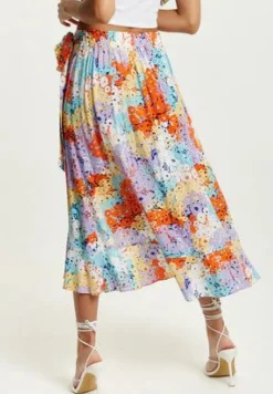 Skirts^Liquorish Multicolour Floral Print Midi Wrap Skirt Multicolor