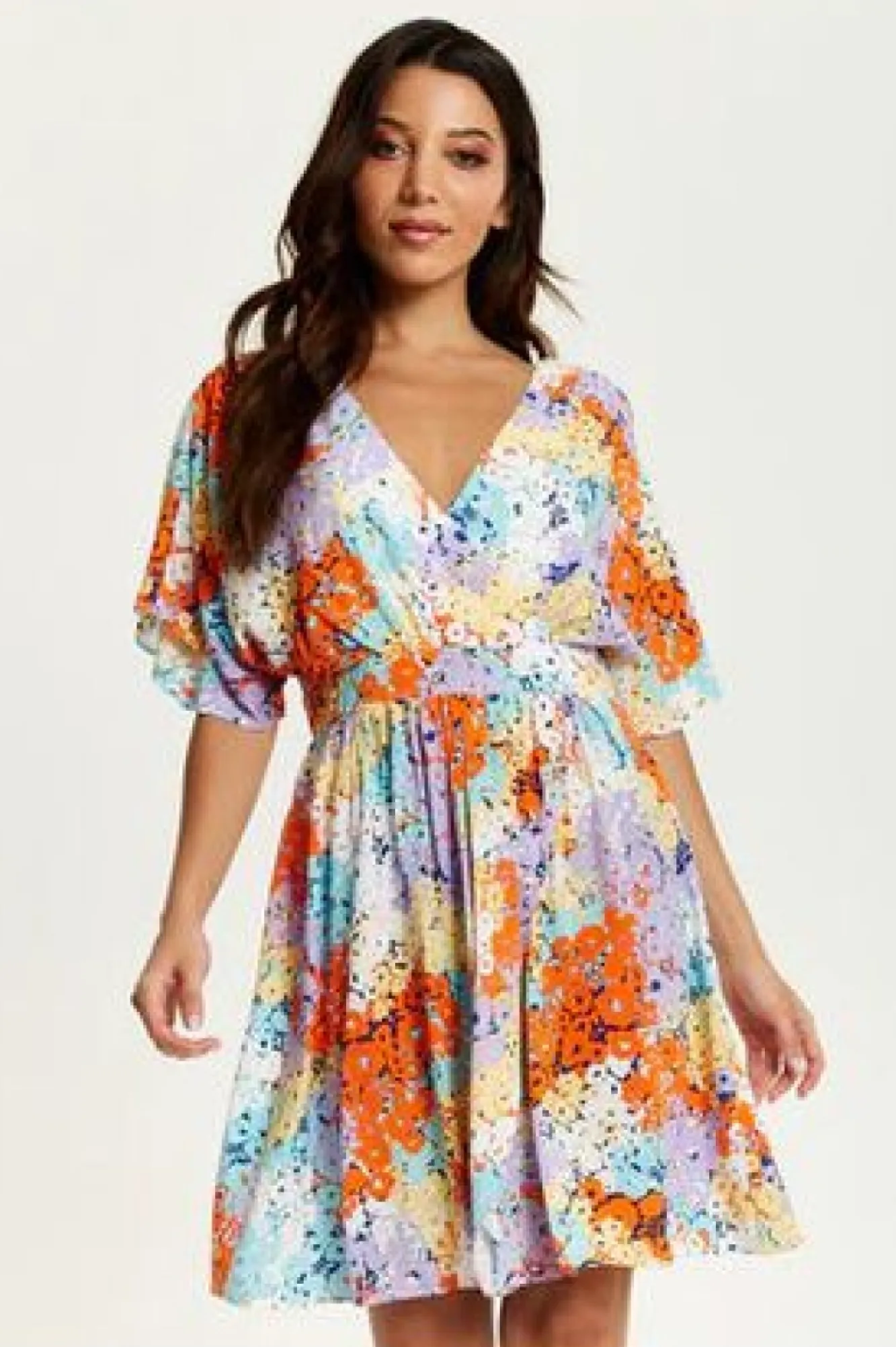 Mini Dresses^Liquorish Multicolour Floral Print Mini Dress With Open Back Multicolor