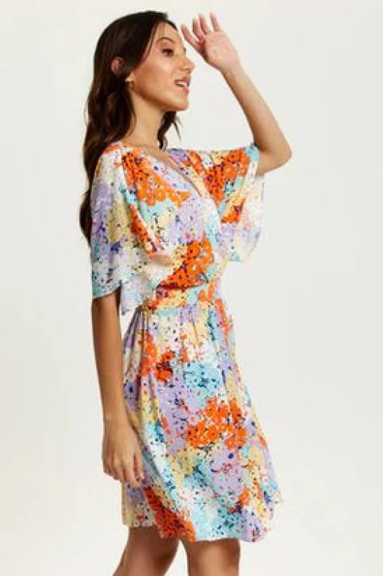 Mini Dresses^Liquorish Multicolour Floral Print Mini Dress With Open Back Multicolor