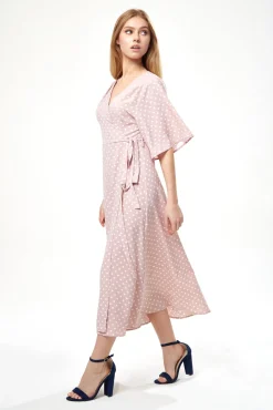 Midi Dresses^Liquorish Polka Dot Midi Wrap Dress In Light Pink Lightpink