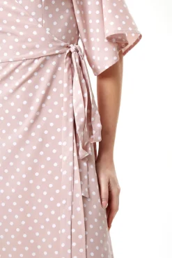 Midi Dresses^Liquorish Polka Dot Midi Wrap Dress In Light Pink Lightpink