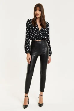 Blouses^Liquorish Polka Dot Print Wrap Top In Black