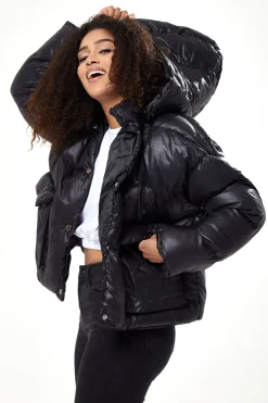 Outerwear^Liquorish Puffer Coat Black