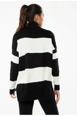 Jumpers^Liquorish Roll Neck Jumper In Black & White Blackwhite