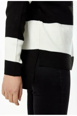 Jumpers^Liquorish Roll Neck Jumper In Black & White Blackwhite