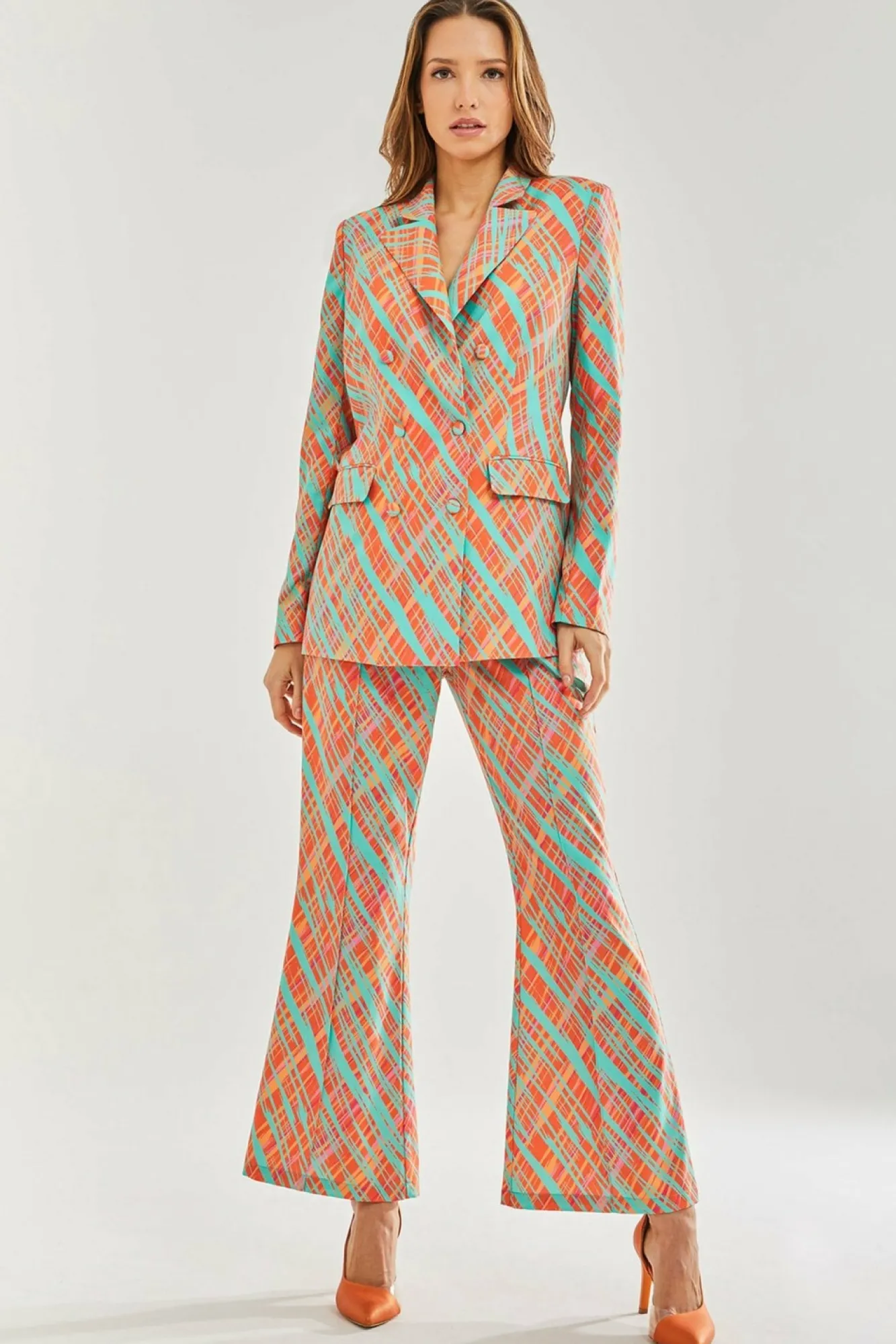 Outerwear^Liquorish Scribble Print Blazer Orange