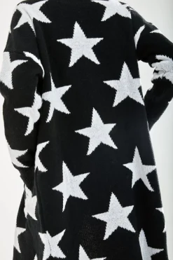 Cardigans^Liquorish Star Pattern Long Cardigan In Black