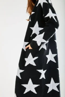 Cardigans^Liquorish Star Pattern Long Cardigan In Black