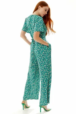 Jumpsuits^Liquorish Stroke Print Jumpsuit In Green