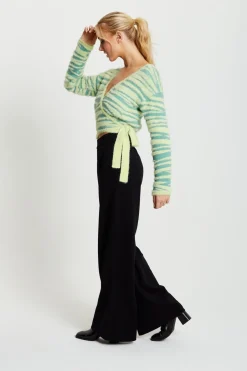 Cardigans^Liquorish Textured Zebra Wrap Cardigan In Yellow And Green Yellowgreen