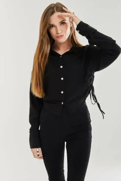 Blouses^Liquorish Tie Side Blouse Black