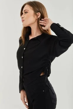 Blouses^Liquorish Tie Side Blouse Black