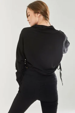 Blouses^Liquorish Tie Side Blouse Black