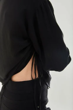 Blouses^Liquorish Tie Side Blouse Black