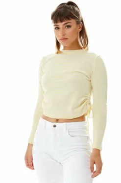 Jumpers^Liquorish Top In And White Stripes With Long Sleeves Yellow