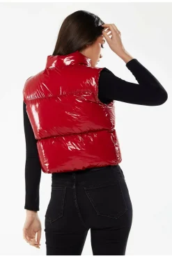 Outerwear^Liquorish Wet Look Gilet In Red