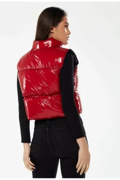 Outerwear^Liquorish Wet Look Gilet In Red