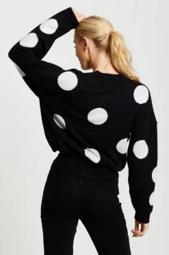 Knitwear^Liquorish White Polka Dot Jumper In Black