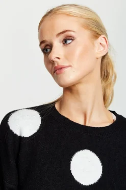 Knitwear^Liquorish White Polka Dot Jumper In Black