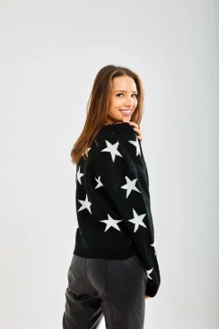 Cardigans^Liquorish White Star Cardigan In Black