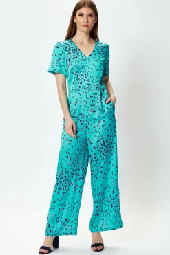 Jumpsuits^Liquorish Wide Leg Jumpsuit In Animal Print Blue