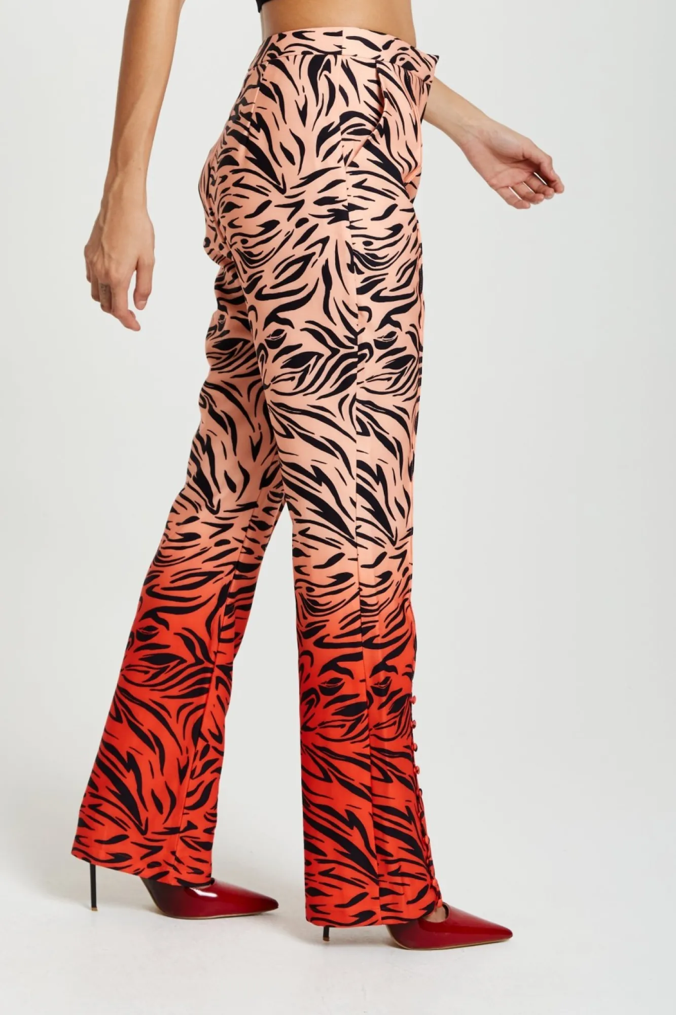 Trousers^Liquorish Zebra Print Suit Trousers With Slit Detail Orangenude