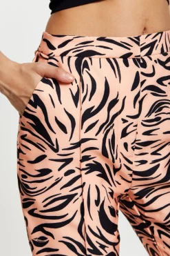 Trousers^Liquorish Zebra Print Suit Trousers With Slit Detail Orangenude