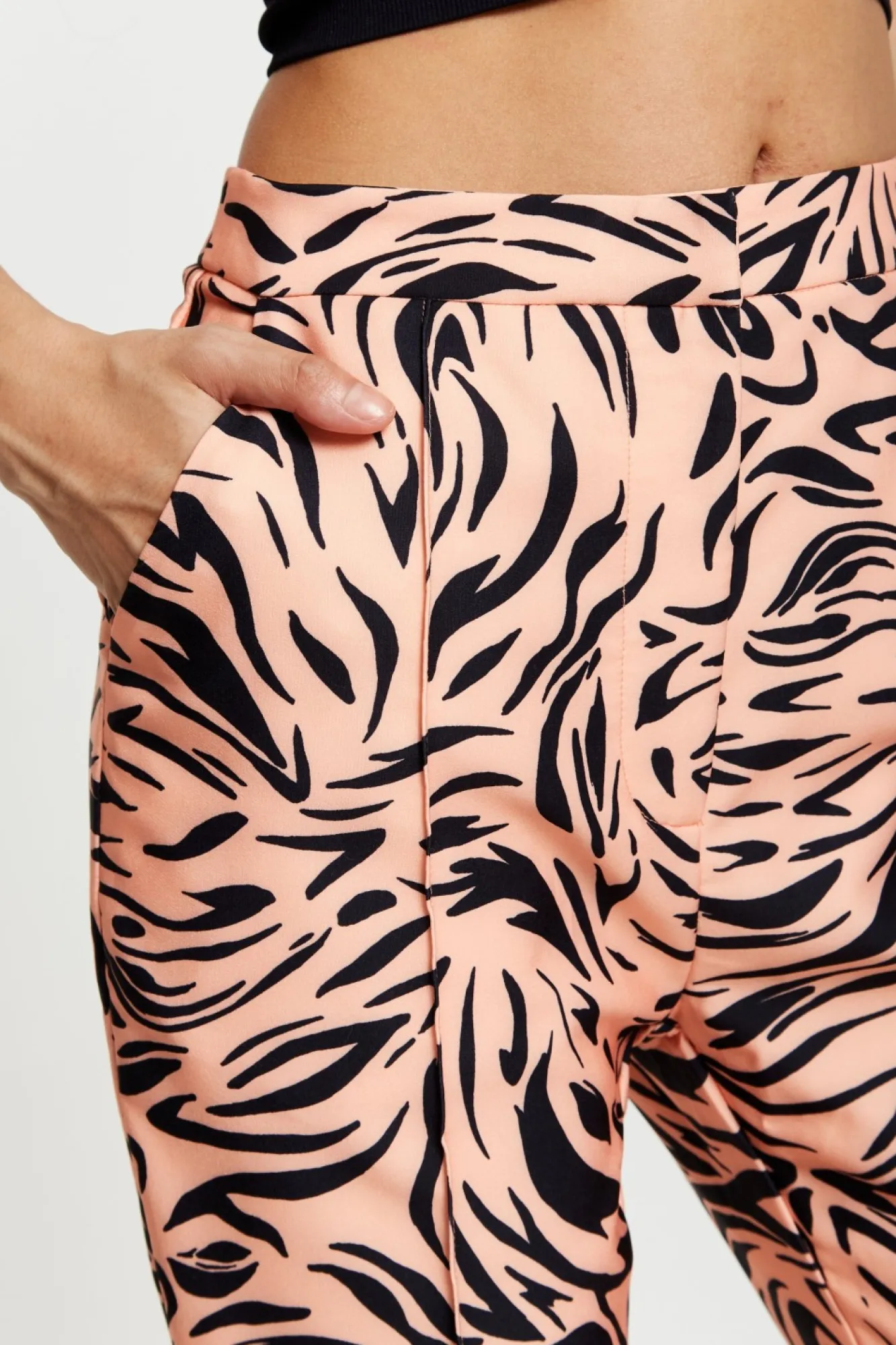 Trousers^Liquorish Zebra Print Suit Trousers With Slit Detail Orangenude