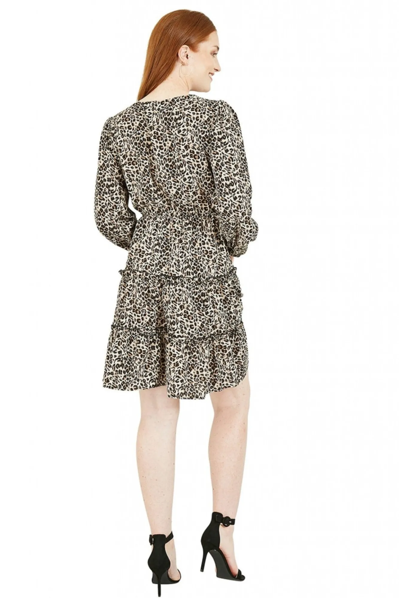 Mini Dresses^Mela London Animal Tiered Wrap Dress Brown