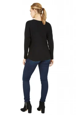 Jumpers^Mela London Batwing Jumper With Sparkly Neckline Black