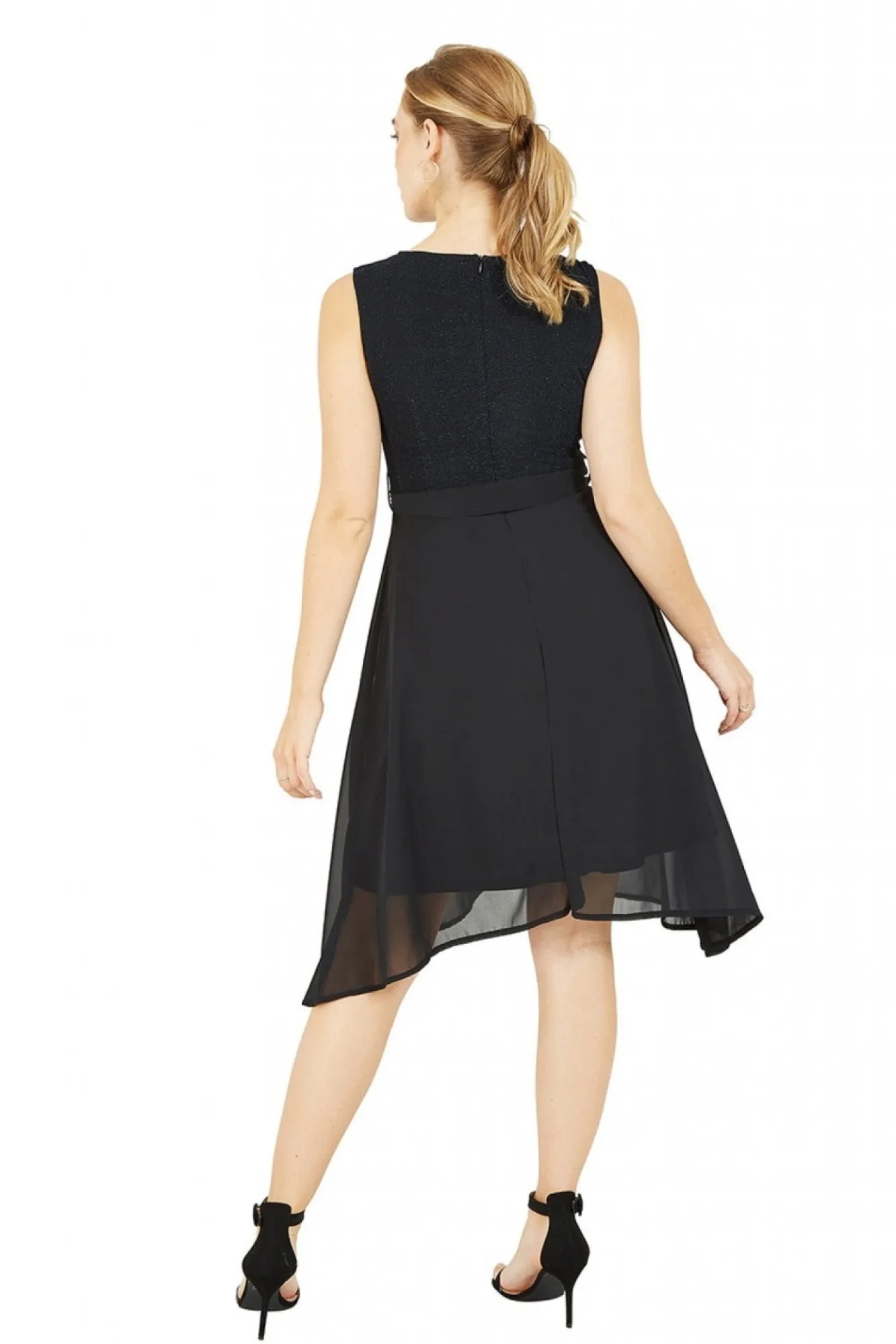 Mini Dresses^Mela London Blue Sparkle Dress With Woven Skirt Black
