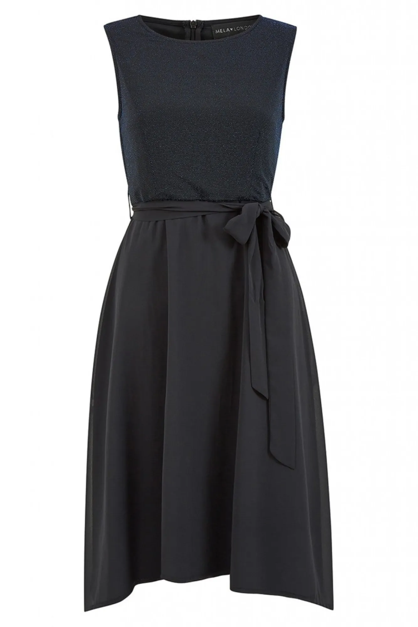 Mini Dresses^Mela London Blue Sparkle Dress With Woven Skirt Black