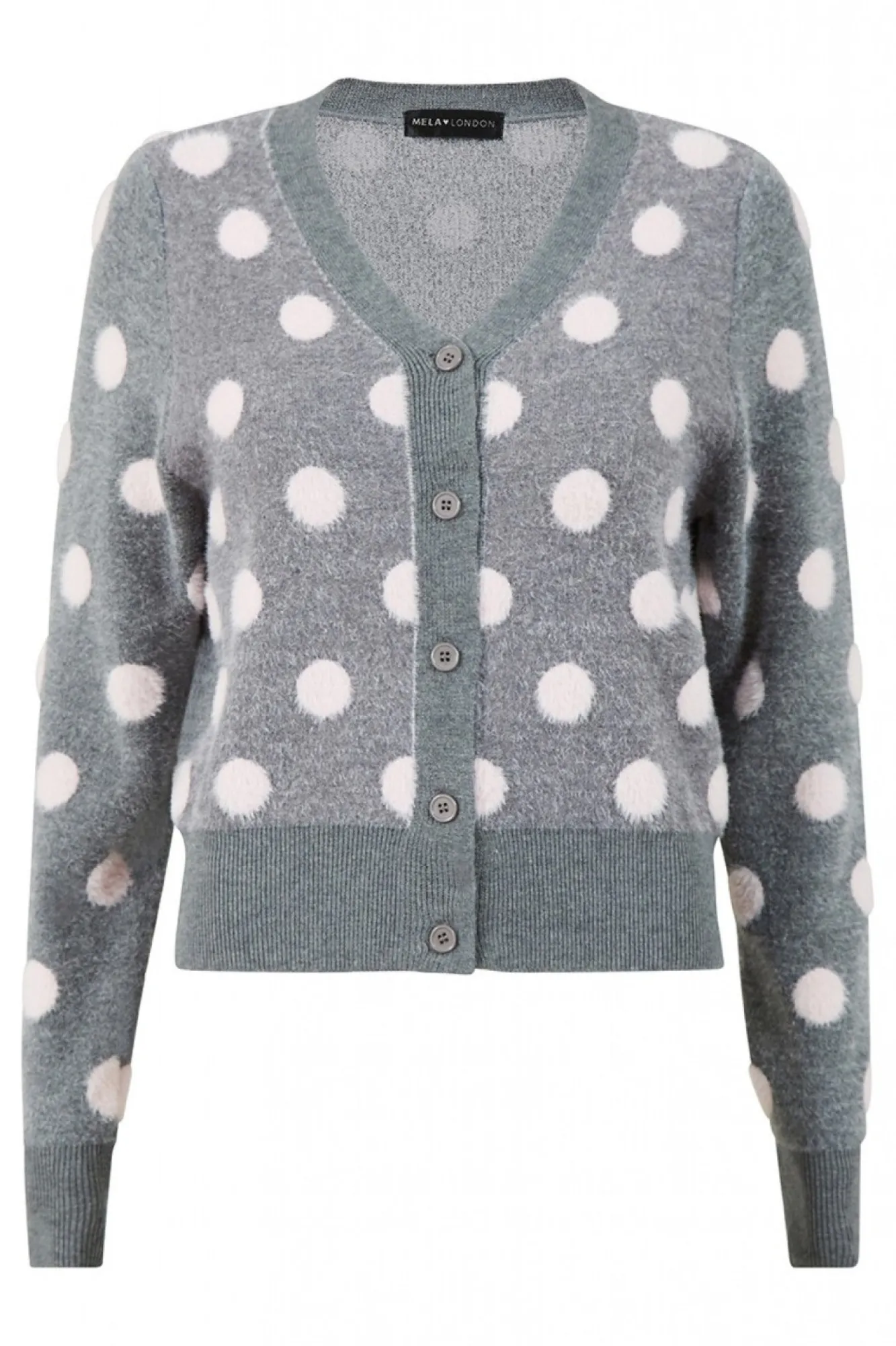 Cardigans^Mela London Buttoned Down Spot Cardigan Grey
