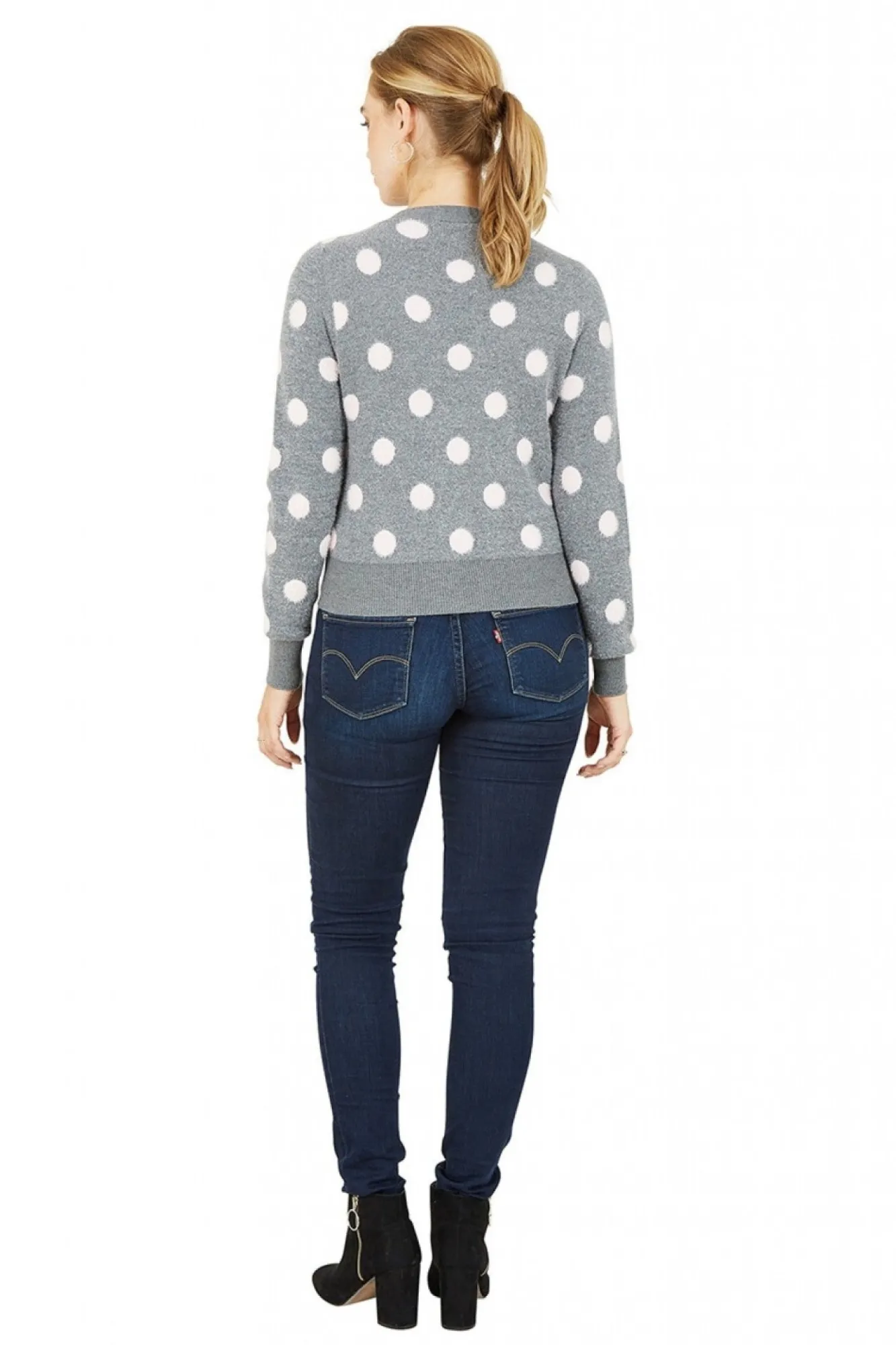 Cardigans^Mela London Buttoned Down Spot Cardigan Grey