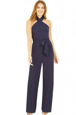 Jumpsuits^Mela London Cross Over Halter Neck Jumpsuit Navy