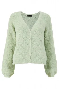 Cardigans^Mela London Diamond Stitch Knitted Cardigan Green