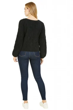 Cardigans^Mela London Diamond Stitch Knitted Cardigan Black