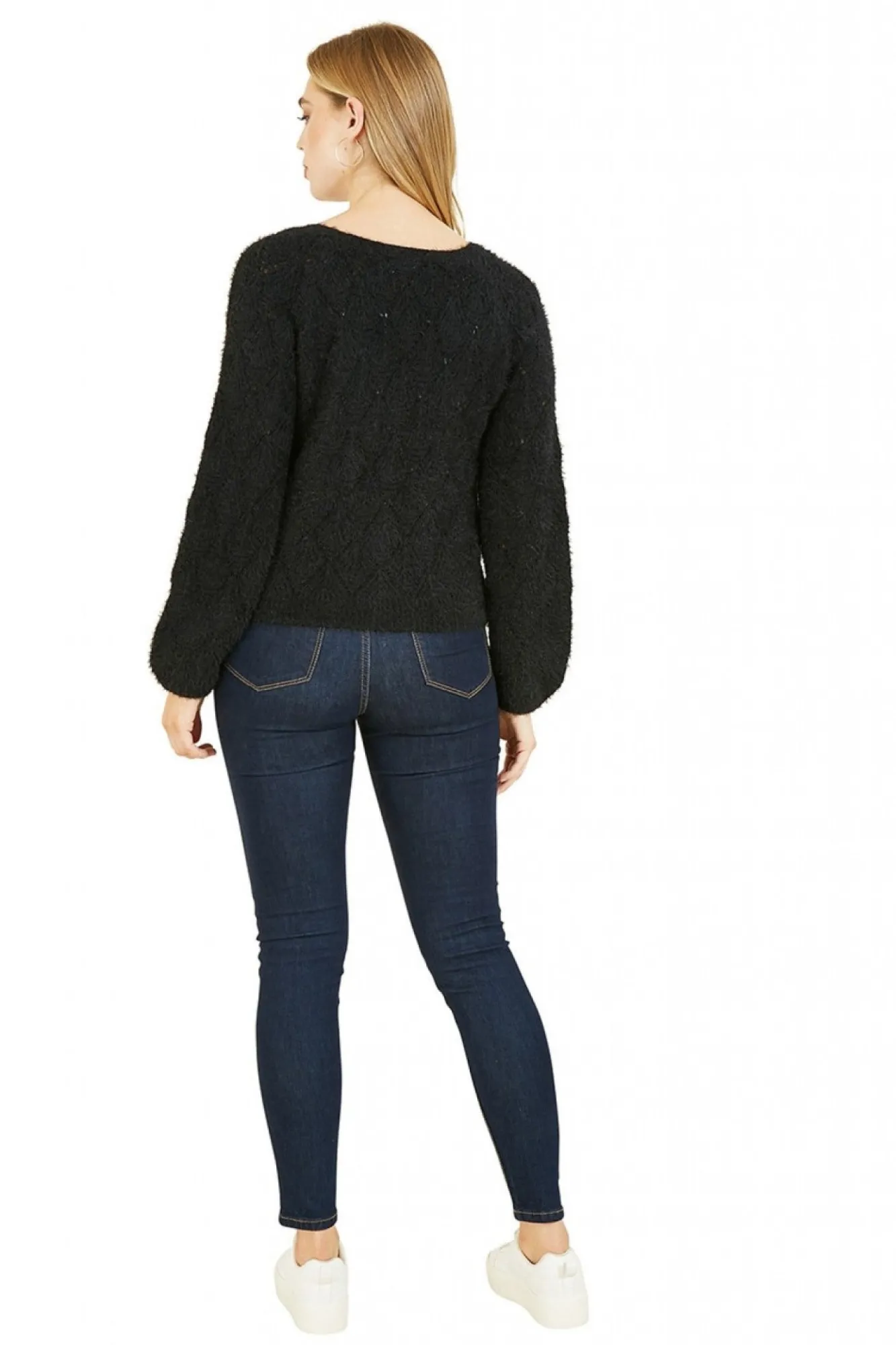 Cardigans^Mela London Diamond Stitch Knitted Cardigan Black