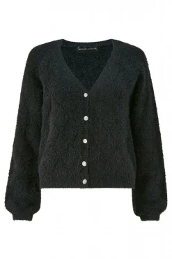 Cardigans^Mela London Diamond Stitch Knitted Cardigan Black
