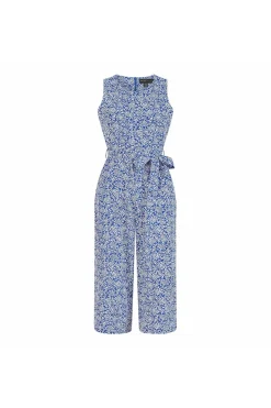 Jumpsuits^Mela London Ditsy Floral Print Culotte Jumpsuit Blue