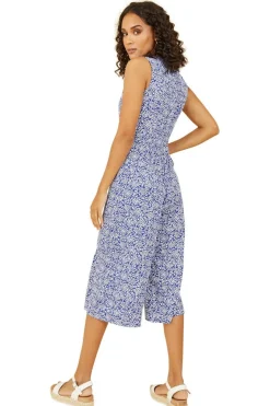 Jumpsuits^Mela London Ditsy Floral Print Culotte Jumpsuit Blue