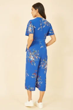 Jumpsuits^Mela London Floral Print Jumpsuit With Angel Sleeves Blue