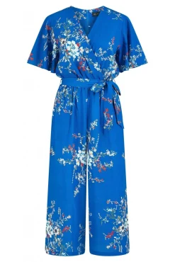 Jumpsuits^Mela London Floral Print Jumpsuit With Angel Sleeves Blue