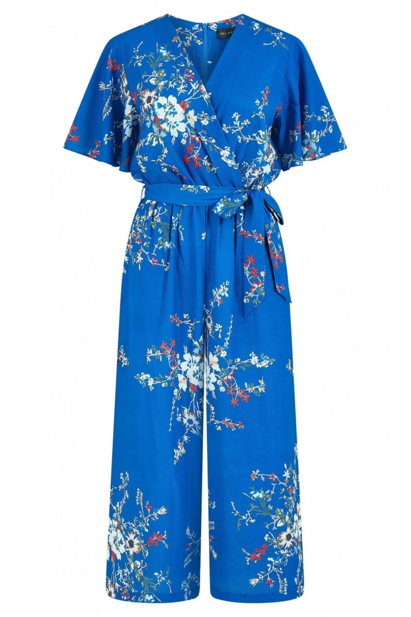 Jumpsuits^Mela London Floral Print Jumpsuit With Angel Sleeves Blue