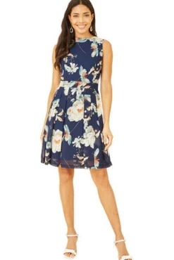 Mini Dresses^Mela London Floral Skater Dress Navy