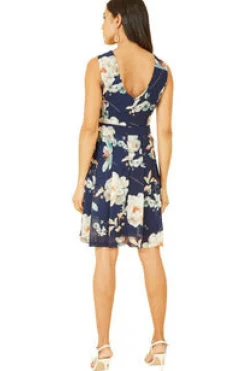 Mini Dresses^Mela London Floral Skater Dress Navy