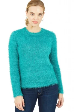 Jumpers^Mela London Fluffy Jumper With Sequins Teal