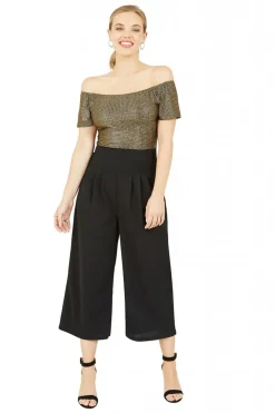 Jumpsuits^Mela London Gold Bardot Pocket Jumpsuit Black