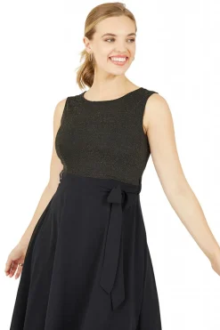 Mini Dresses^Mela London Gold Sparkle Dress With Woven Skirt Black